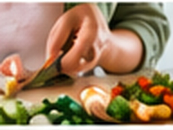 Preparing vegetables and dinner ingredients before cooking