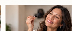 Woman applying simple makeup