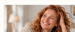 Woman styling fine hair